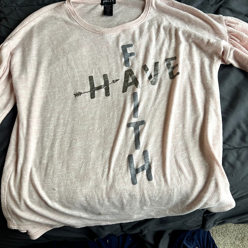 Poshmark Light Pink 'Have Faith' Sweater
